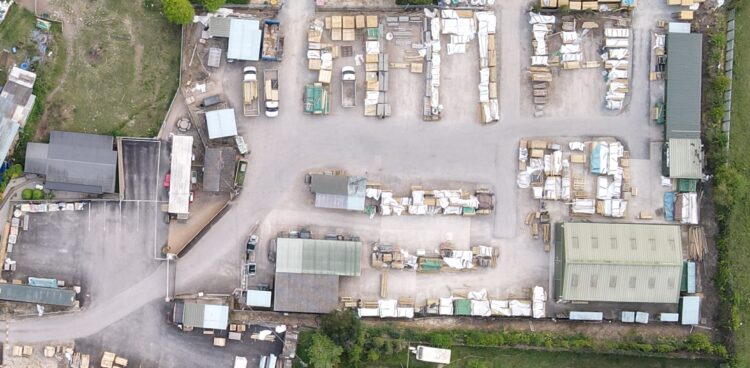 Aerial view of Crestala Fencings yard. 2022