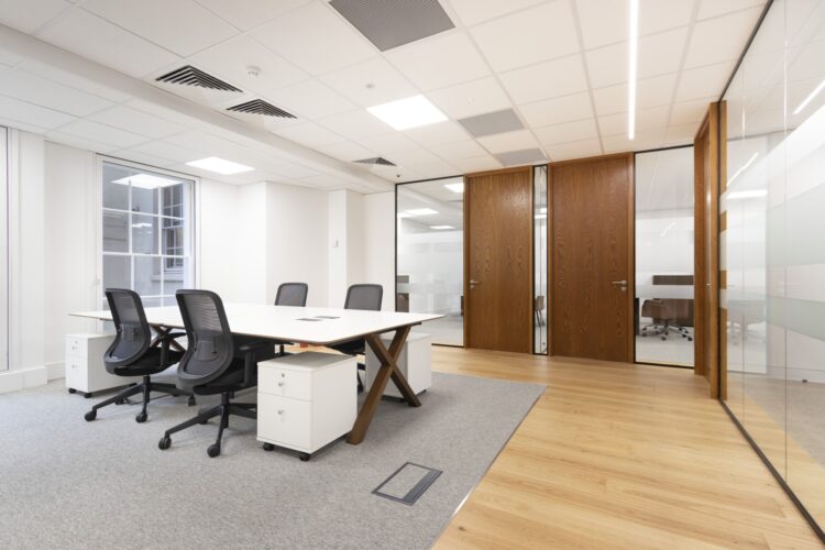 Office-interior-design-with-veneer-doors-and-glass-fronted-meeting-rooms-we-soda-office-refurbishment