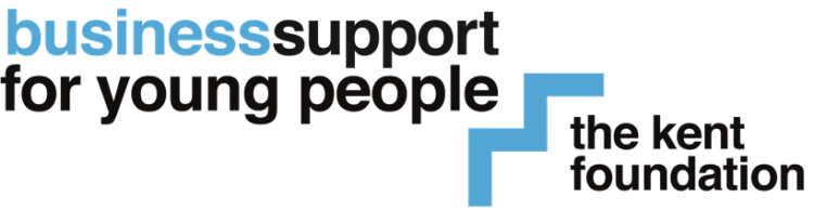 kent foundation logo, blue steps with wording, the kent foundation