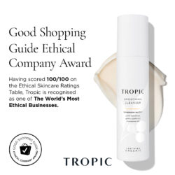 A picture of a bottle of Tropic cleanser with the caption Good Shopping Guide Ethical Company Award
