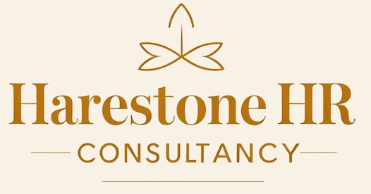 Harestone HR Consultancy written in gold on a cream background