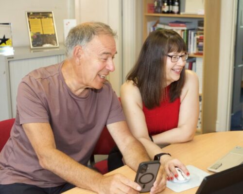 Lynn Watson with client Michael