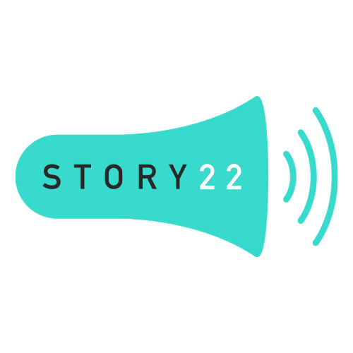 STORY22 marketing logo turquoise loud hailer