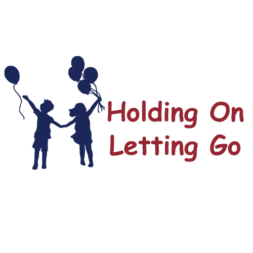 Holding On Letting Go logo showing silhouettes of children holding balloons